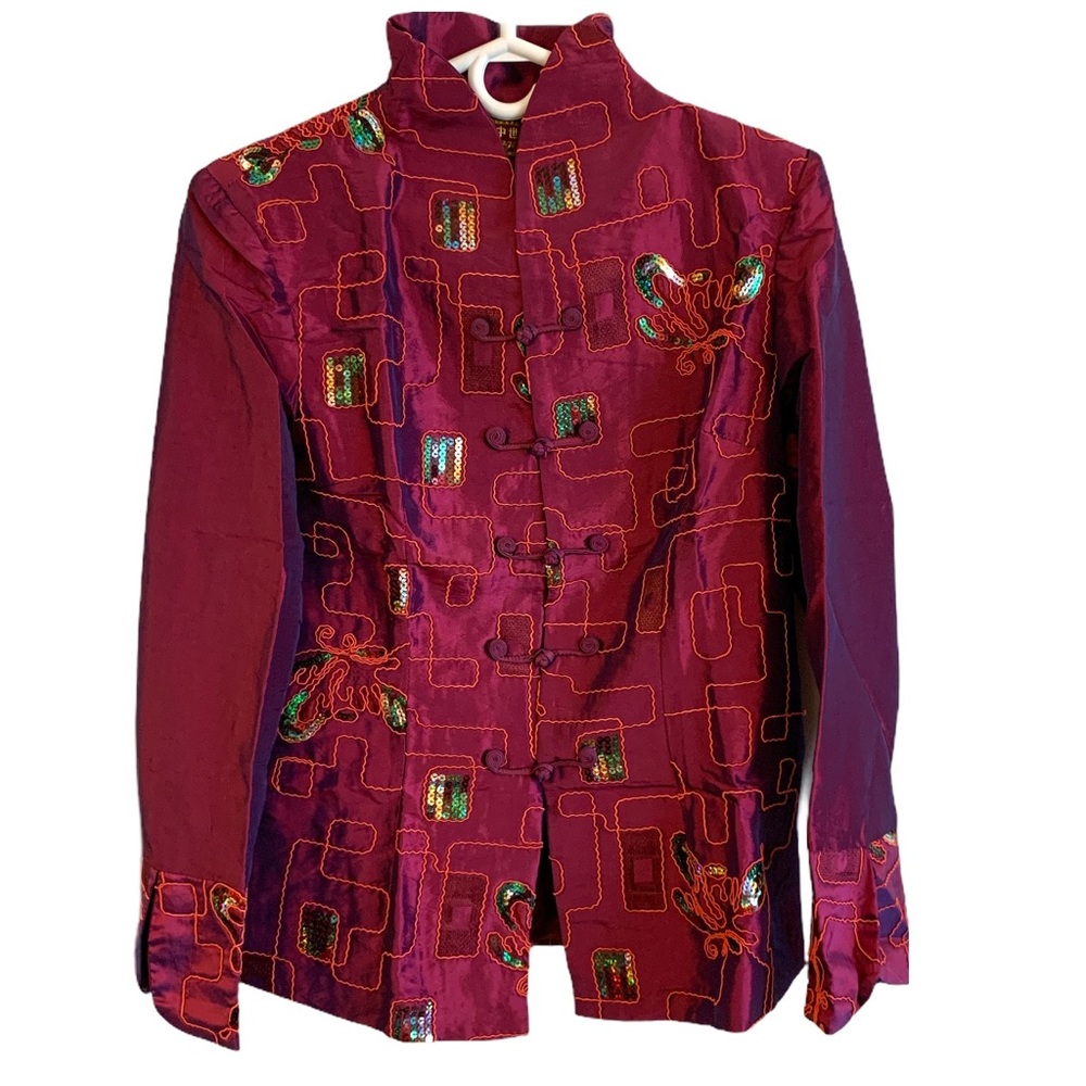 Vintage Royal Purple Top with Chinese Button Knots | Medium